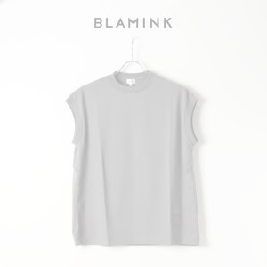 画像1:   【Regular item】BLAMINK ブラミンク コットンクルーネック刺繍ノースリーブTシャツ{7917-222-0011-GRY-BJS}