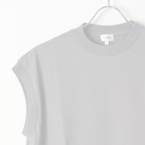画像3:   【Regular item】BLAMINK ブラミンク コットンクルーネック刺繍ノースリーブTシャツ{7917-222-0011-GRY-BJS}