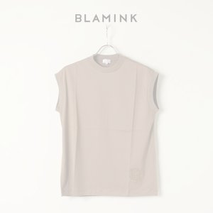 画像1:   【Regular item】BLAMINK ブラミンク コットンクルーネック刺繍ノースリーブTシャツ{7917-222-0011-MOCA-BAS}