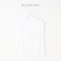   【Regular item】BLAMINK ブラミンク コットンクルーネック刺繍ノースリーブTシャツ{7917-222-0011-WHT-BJS}