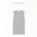   BLAMINK ブラミンク コットンリブノースリーブカットソー{7917-299-0020-BLK-BAS}