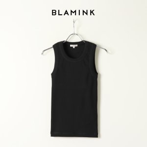 画像1: BLAMINK ブラミンク コットンリブノースリーブカットソー{7917-299-0020-BLK-BAS}