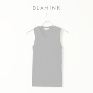 画像1:   BLAMINK ブラミンク コットンリブノースリーブカットソー{7917-299-0020-BLK-BAS}