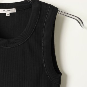 画像3: 【 20%OFF セール19,800円→15,840円】 BLAMINK ブラミンク コットンリブノースリーブカットソー{7917-299-0020-BLK-BAS}