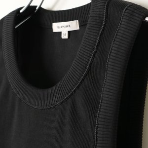 画像4: 【 20%OFF セール19,800円→15,840円】 BLAMINK ブラミンク コットンリブノースリーブカットソー{7917-299-0020-BLK-BAS}