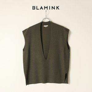 画像1: 【 50%OFF セール｜99,000円→49,500円】 BLAMINK ブラミンク カシミヤハイツイストVネックベスト{7918-230-0060-OLV-BAA}