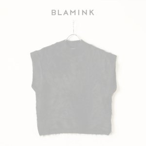 画像1:   BLAMINK ブラミンク PRE 7Gカシミヤファーノースリーブニット{7918-299-0069-BLK-BBA}