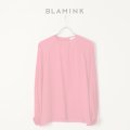   BLAMINK ブラミンク シルクバックリボンロングスリーブブラウス{7921-230-0134-PINK-BJA}