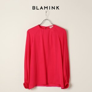 画像1: BLAMINK ブラミンク シルクバックリボンロングスリーブブラウス{7921-230-0134-PINK-BJA}