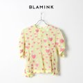 BLAMINK ブラミンク シルクポリエステル ストロベリークルーネックブラウス{7921-299-0066-PNK-AIS}