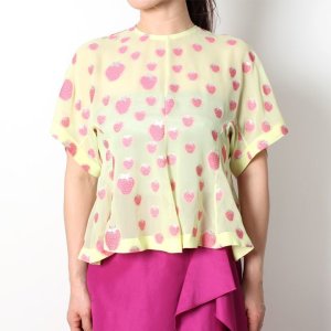 画像10: 【 40%OFF セール93,500円→56,100円】 BLAMINK ブラミンク シルクポリエステル ストロベリークルーネックブラウス{7921-299-0066-PNK-AIS}