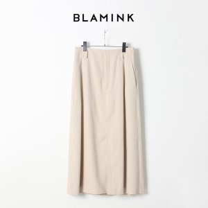 画像1: BLAMINK ブラミンク ウールコットン ロングトラペーズスカート{7924-230-0136-BEG-AIS}