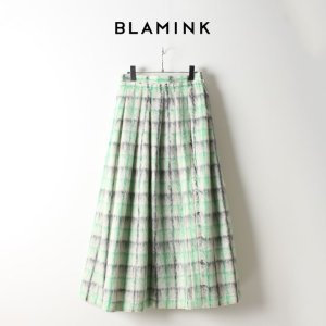 画像1: BLAMINK ブラミンク モヘヤウールシャギーチェック ギャザースカート{7924-230-0168-OFF WHITE-AIA}