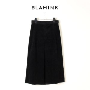 画像1: BLAMINK ブラミンク コットンコーディロイボックスプリーツスカート{7924-230-0180-BLK-AIA}