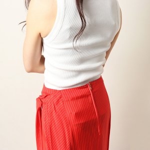 画像13: 【 40%OFF セール88,000円→52,800円】 BLAMINK ブラミンク レーヨンストライプラップスカート{7924-230-0250-RED-BAS}