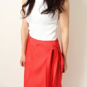 画像14: 【 40%OFF セール88,000円→52,800円】 BLAMINK ブラミンク レーヨンストライプラップスカート{7924-230-0250-RED-BAS}