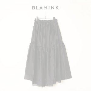 画像1:   BLAMINK ブラミンク FALL シルクギャザー ロングスカート{7924-230-0326-BLK-BBA}