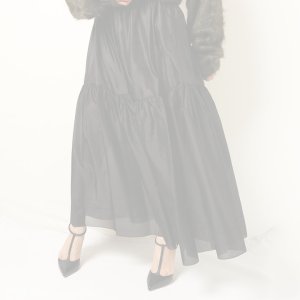 画像8:   BLAMINK ブラミンク FALL シルクギャザー ロングスカート{7924-230-0326-BLK-BBA}