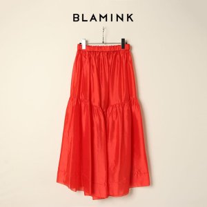 画像1: BLAMINK ブラミンク FALL シルクギャザー ロングスカート{7924-230-0326-RED-BBA}