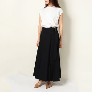 画像7: 【 40%OFF セール88,000円→52,800円】 BLAMINK ブラミンク レーヨンリネンサイドベルトフレアスカート{7924-299-0248-BLK-BAS}