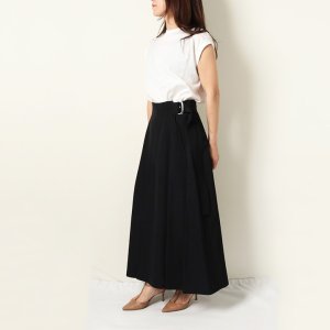 画像8: 【 40%OFF セール88,000円→52,800円】 BLAMINK ブラミンク レーヨンリネンサイドベルトフレアスカート{7924-299-0248-BLK-BAS}