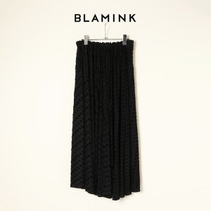 画像1: BLAMINK ブラミンク リップジャガードギャザースカート{7924-299-0285-BLK-BAA}