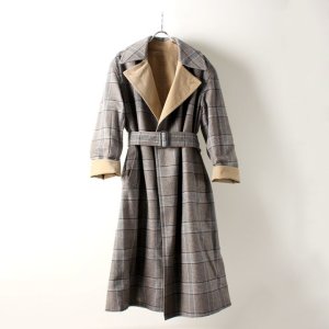 画像7: 【 40%OFF セール231,000円→138,600円】 BLAMINK ブラミンク コットンシルク ウールチェック リバーシブルコート{7925-299-0172-BEIGE-AIA}