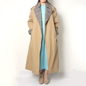 画像11: 【 40%OFF セール231,000円→138,600円】 BLAMINK ブラミンク コットンシルク ウールチェック リバーシブルコート{7925-299-0172-BEIGE-AIA}