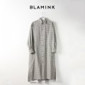 BLAMINK ブラミンク ウールチェック バックギャザー レギュラーカラーワンピース{7926-230-0171-OFF WHITE-AIA}