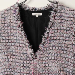 画像2: 【 40%OFF セール209,000円→125,400円】 BLAMINK ブラミンク ツイードVネックノースリーブワンピース{7926-230-0235-PNK-BJA}