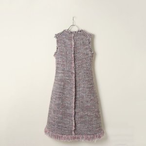 画像6: 【 40%OFF セール209,000円→125,400円】 BLAMINK ブラミンク ツイードVネックノースリーブワンピース{7926-230-0235-PNK-BJA}