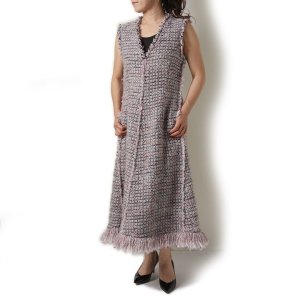 画像7: 【 40%OFF セール209,000円→125,400円】 BLAMINK ブラミンク ツイードVネックノースリーブワンピース{7926-230-0235-PNK-BJA}