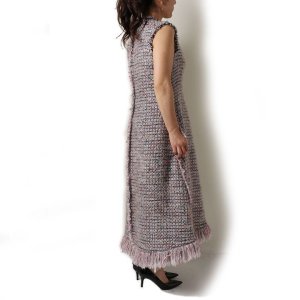 画像8: 【 40%OFF セール209,000円→125,400円】 BLAMINK ブラミンク ツイードVネックノースリーブワンピース{7926-230-0235-PNK-BJA}