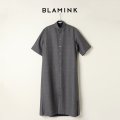 BLAMINK ブラミンク ウールモヘヤチェックレギュラーカラーショートスリーブワンピース{7926-230-0243-DGY-BAS}