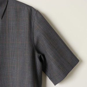 画像3: 【 40%OFF セール132,000円→79,200円】 BLAMINK ブラミンク ウールモヘヤチェックレギュラーカラーショートスリーブワンピース{7926-230-0243-DGY-BAS}