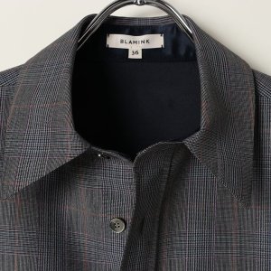 画像6: 【 40%OFF セール132,000円→79,200円】 BLAMINK ブラミンク ウールモヘヤチェックレギュラーカラーショートスリーブワンピース{7926-230-0243-DGY-BAS}