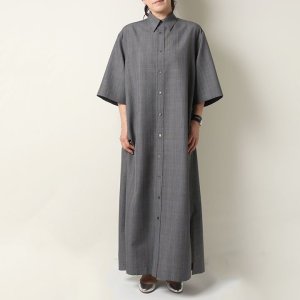 画像9: 【 40%OFF セール132,000円→79,200円】 BLAMINK ブラミンク ウールモヘヤチェックレギュラーカラーショートスリーブワンピース{7926-230-0243-DGY-BAS}