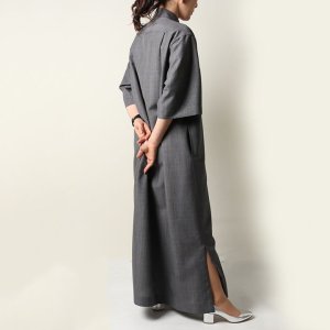 画像10: 【 40%OFF セール132,000円→79,200円】 BLAMINK ブラミンク ウールモヘヤチェックレギュラーカラーショートスリーブワンピース{7926-230-0243-DGY-BAS}