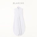   BLAMINK ブラミンク コットンバイアスストライプノースリーブワンピース{7926-230-0298-LBL-BBS}