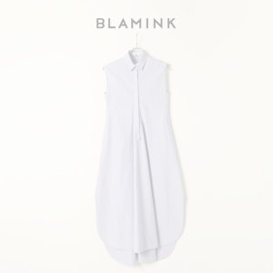 画像1:   BLAMINK ブラミンク コットンバイアスストライプノースリーブワンピース{7926-230-0298-LBL-BBS}