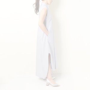 画像10:   BLAMINK ブラミンク コットンバイアスストライプノースリーブワンピース{7926-230-0298-LBL-BBS}