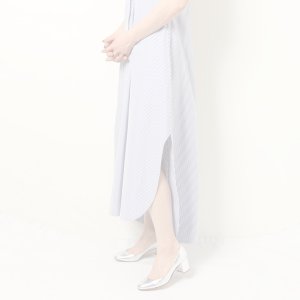 画像15:   BLAMINK ブラミンク コットンバイアスストライプノースリーブワンピース{7926-230-0298-LBL-BBS}
