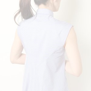 画像17:   BLAMINK ブラミンク コットンバイアスストライプノースリーブワンピース{7926-230-0298-LBL-BBS}