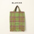 BLAMINK ブラミンク アルパカウールチェックトートバッグ{7932-299-0090-OLV-BJA}