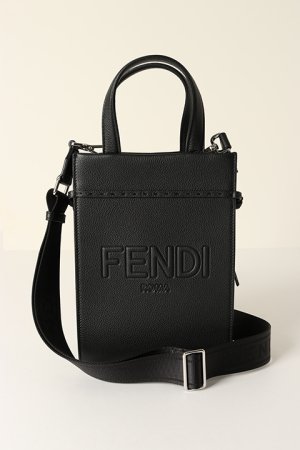 画像1: FENDI フェンディ ゴートゥ ショッパー スモール ブラックレザー バッグ{-BCS}