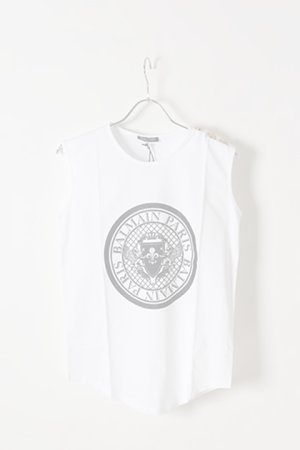 画像1:   BALMAIN バルマン BF1 T-SHIRT BLASON LOGO G-PRINT SSL{828105I001-5207-AIS}