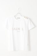  BALMAIN バルマン BF1 T-SHIRT BALMAIN-LOGO FOIL{9111077I042-GAD-AIS}