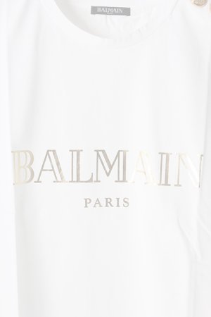 画像4:   BALMAIN バルマン BF1 T-SHIRT BALMAIN-LOGO FOIL{9111077I042-GAD-AIS}