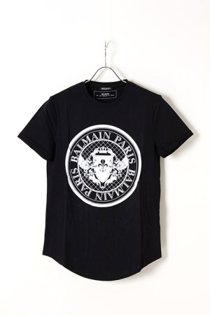 画像1: BALMAIN バルマン BH2 T-SHIRTS COIN-LOGO FLOCKY{-AIS}