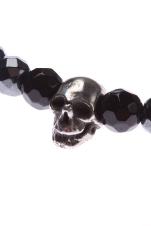 画像3: VADEL バデル natural stone/silver skull 4mm bracelet{AE094-STN01-9559-AEA}